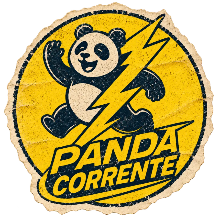 Logo Panda Corrente in stile ritaglio vintage